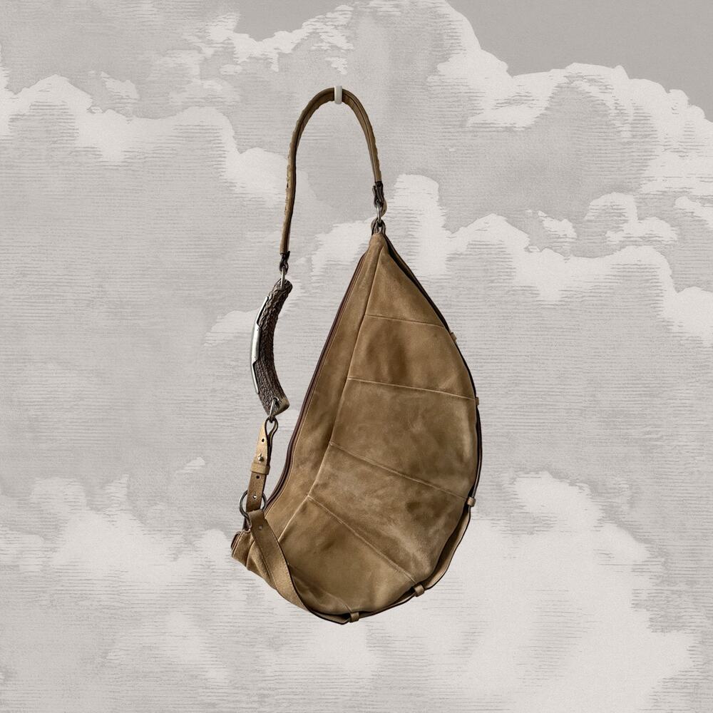 YSL RUNWAY Yves Saint Laurent Rive Gauche Mombasa Crossbody Sling Horn Bag Y2K